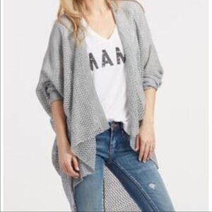 Braeve Grey Net Open Waterfall Duster Cardigan Women's Small S Breathable Sheer